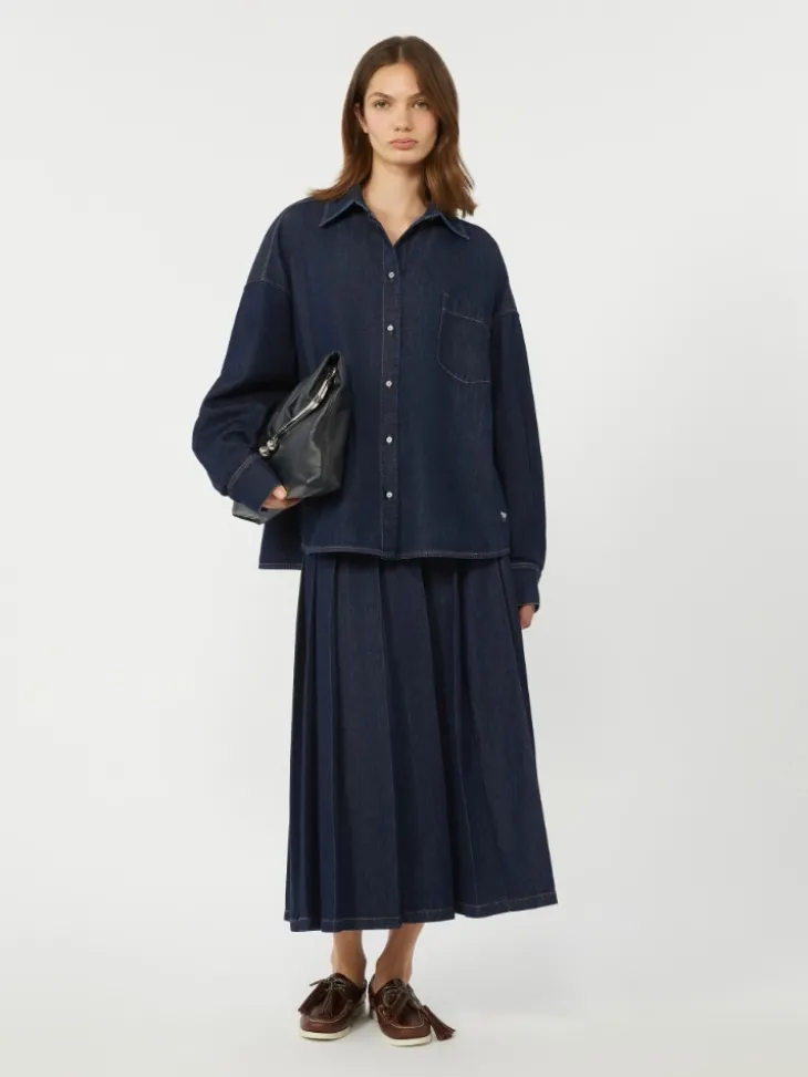 Cotton denim shirt - NAVY