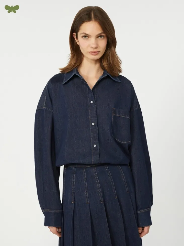 Cotton denim shirt - NAVY