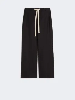 Cotton drawstring trousers - BLACK