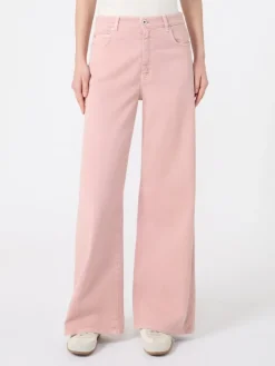 Cotton drill wide-leg trousers - PINK