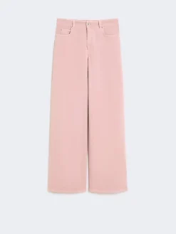 Cotton drill wide-leg trousers - PINK