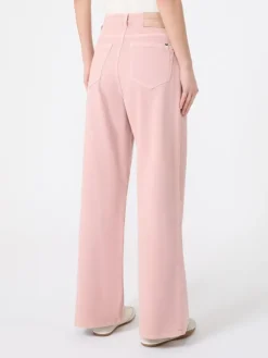 Cotton drill wide-leg trousers - PINK