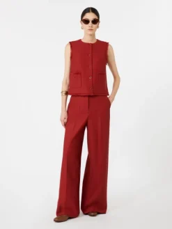 Cotton gabardine jersey gilet - RED