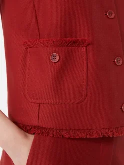Cotton gabardine jersey gilet - RED