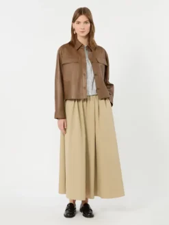 Cotton gabardine skirt - BEIGE