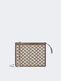 Cotton jacquard extra small pouch - BLACK