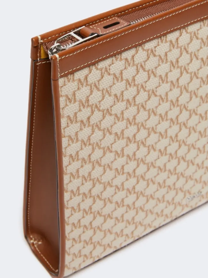Cotton jacquard medium pouch - HAZELNUT BROWN