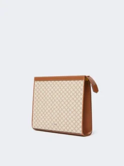 Cotton jacquard medium pouch - HAZELNUT BROWN
