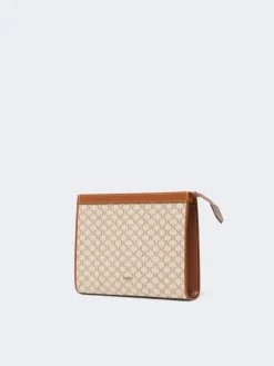 Cotton jacquard small pouch - HAZELNUT BROWN