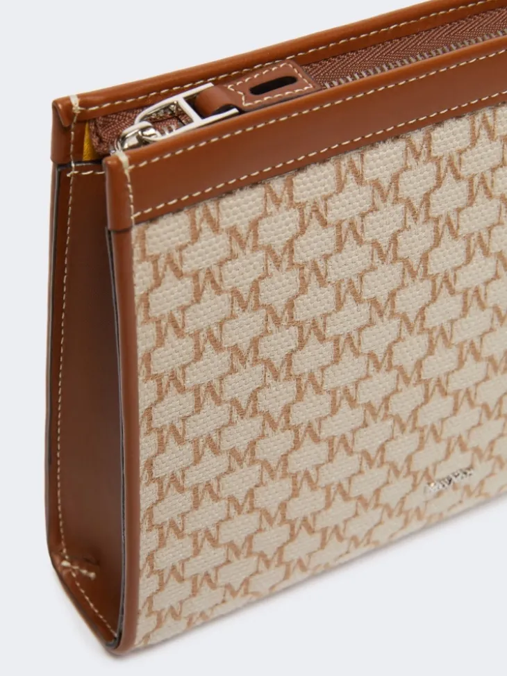 Cotton jacquard small pouch - HAZELNUT BROWN