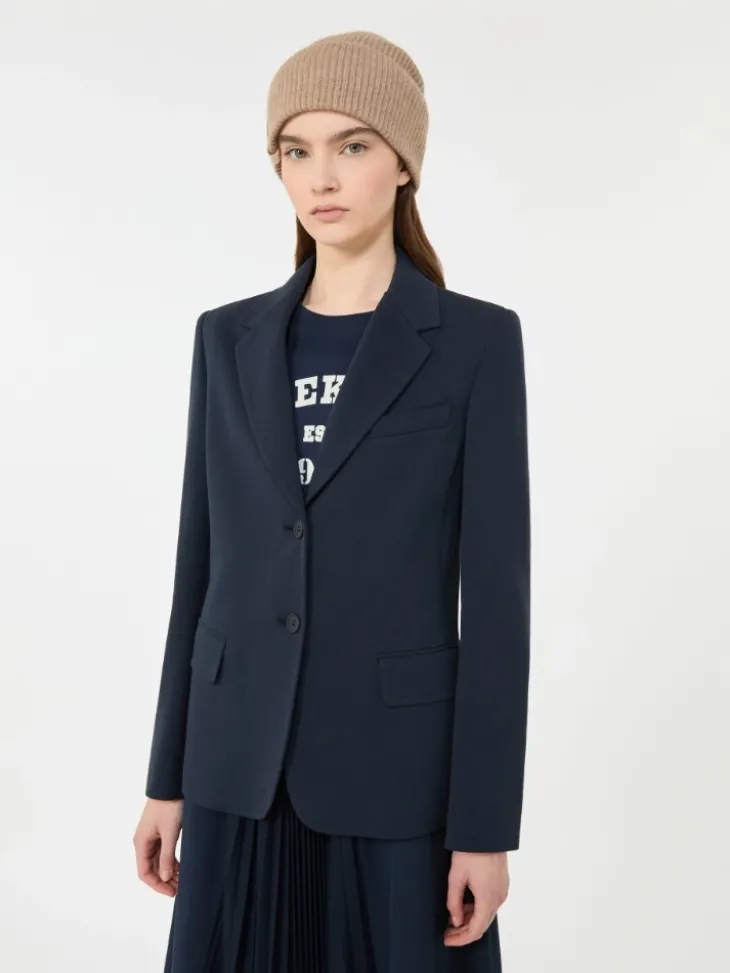 Cotton jersey blazer - NAVY