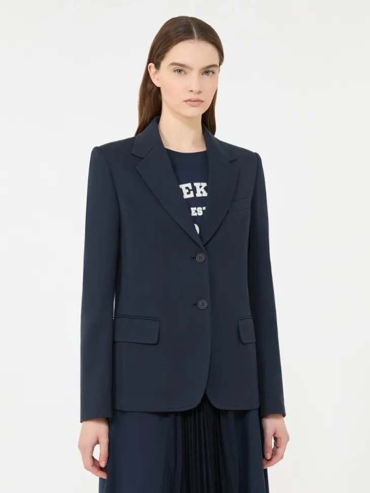 Cotton jersey blazer - NAVY