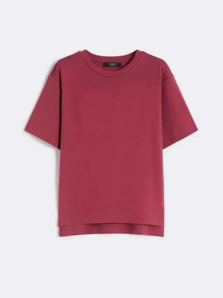 Cotton jersey boxy T-shirt - CHERRY