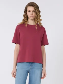 Cotton jersey boxy T-shirt - CHERRY