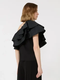 Cotton jersey couture top - BLACK