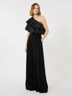 Cotton jersey couture top - BLACK