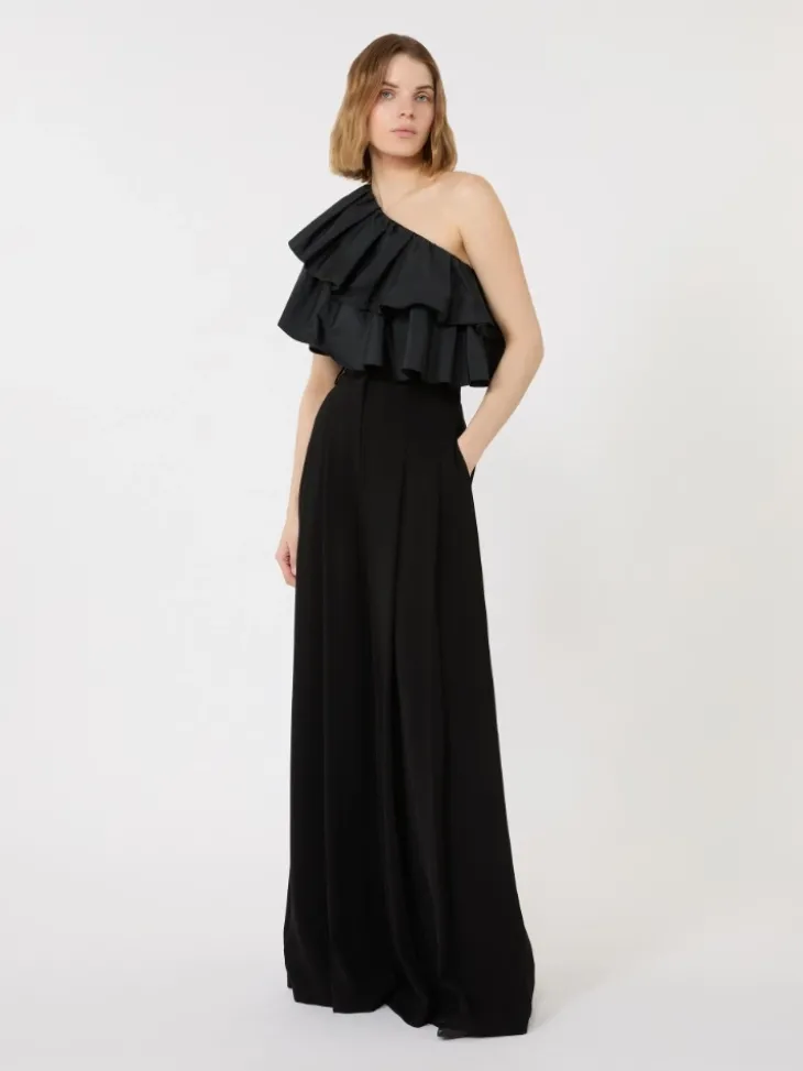 Cotton jersey couture top - BLACK