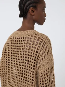 Cotton mesh jumper - DESERT