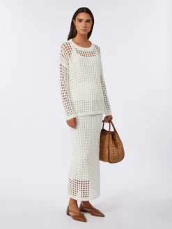 Cotton mesh jumper - OPTICAL WHITE
