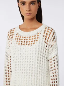 Cotton mesh jumper - OPTICAL WHITE