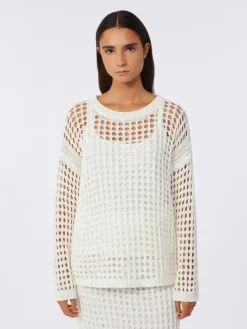Cotton mesh jumper - OPTICAL WHITE