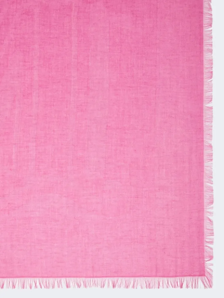 Cotton, modal and cashmere jacquard shawl - SHOCKING PINK