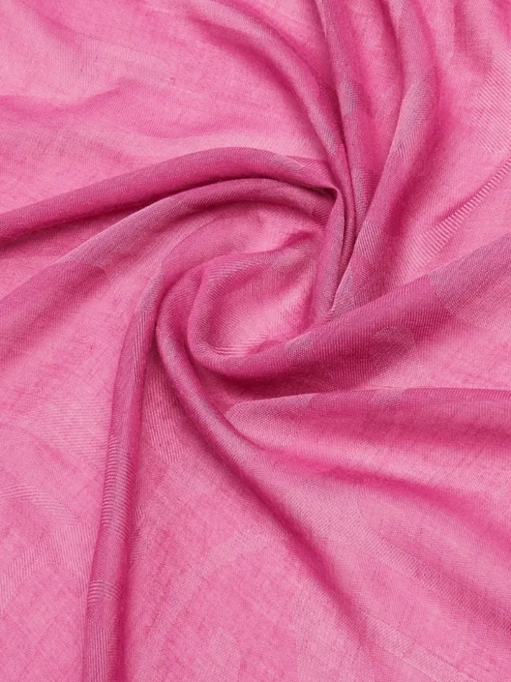 Cotton, modal and cashmere jacquard shawl - SHOCKING PINK