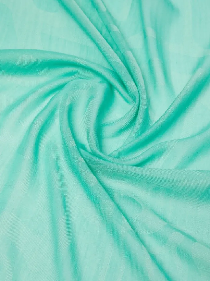 Cotton, modal and cashmere jacquard shawl - PASTEL GREEN