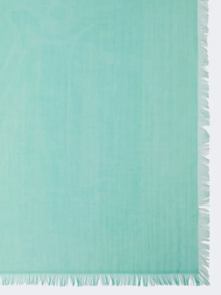 Cotton, modal and cashmere jacquard shawl - PASTEL GREEN