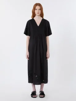 Cotton poplin and jersey dress - BLACK