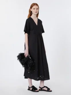 Cotton poplin and jersey dress - BLACK