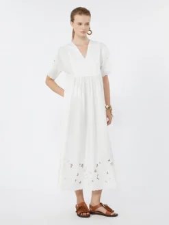 Cotton poplin and jersey dress - WHITE