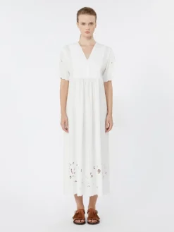 Cotton poplin and jersey dress - WHITE
