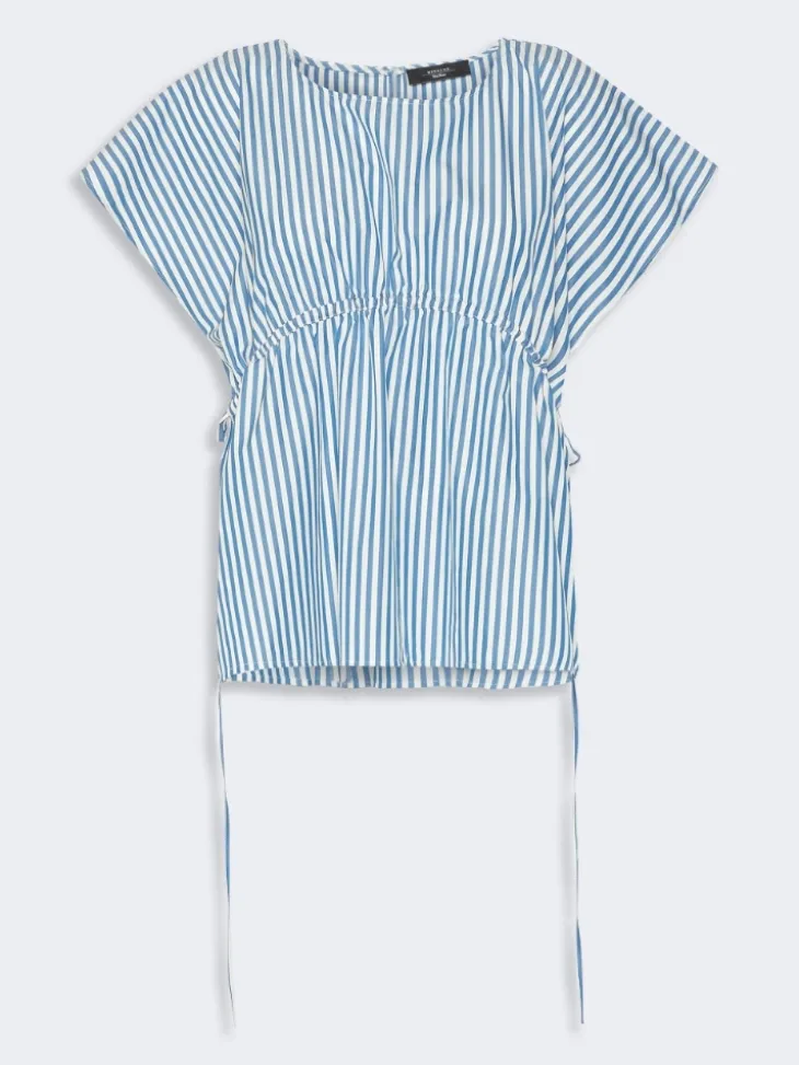 Cotton poplin blouse - CORNFLOWER BLUE