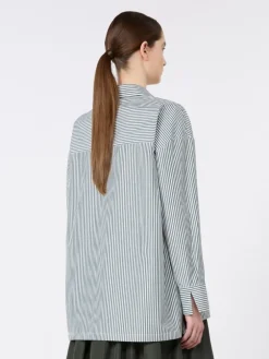 Cotton poplin blouse - DARK GREEN