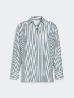 Cotton poplin blouse - DARK GREEN