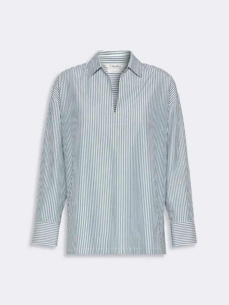 Cotton poplin blouse - DARK GREEN