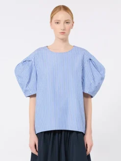 Cotton poplin blouse - LIGHT BLUE