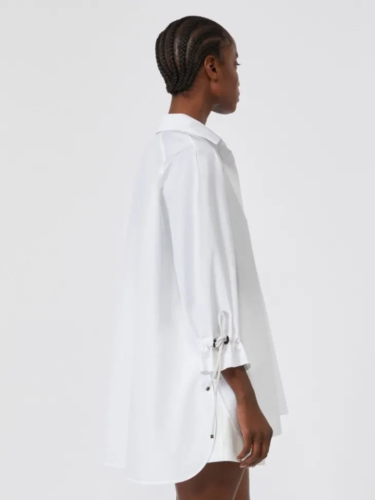 Cotton poplin blouse - OPTICAL WHITE