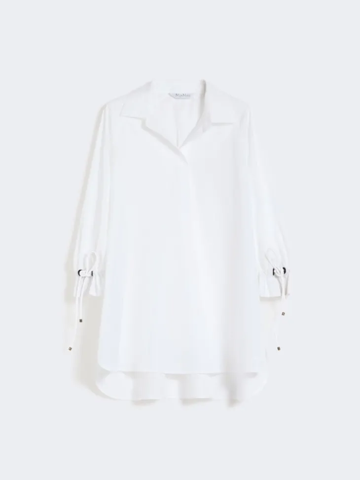 Cotton poplin blouse - OPTICAL WHITE