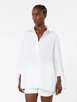 Cotton poplin blouse - OPTICAL WHITE