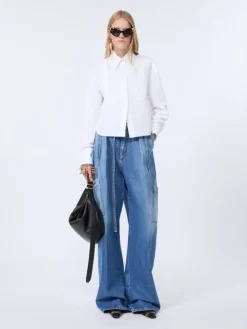 Cotton poplin boxy shirt - OPTICAL WHITE