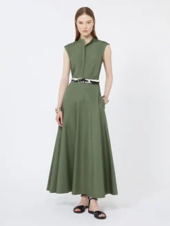 Cotton poplin circle dress - KAKI