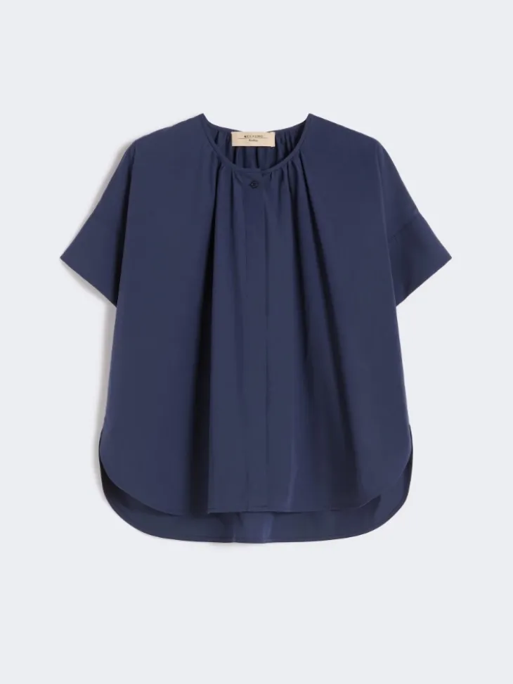 Cotton poplin crew-neck shirt - NAVY