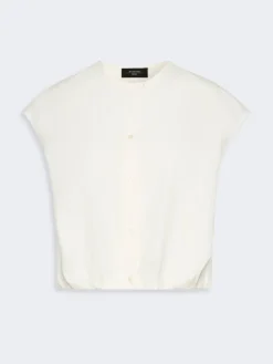 Cotton poplin crop top - WHITE