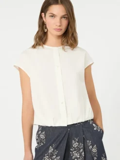 Cotton poplin crop top - WHITE