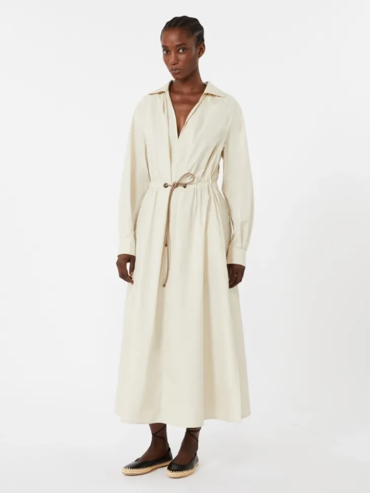 Cotton poplin dress - BEIGE