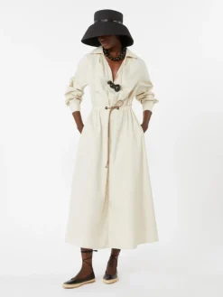 Cotton poplin dress - BEIGE