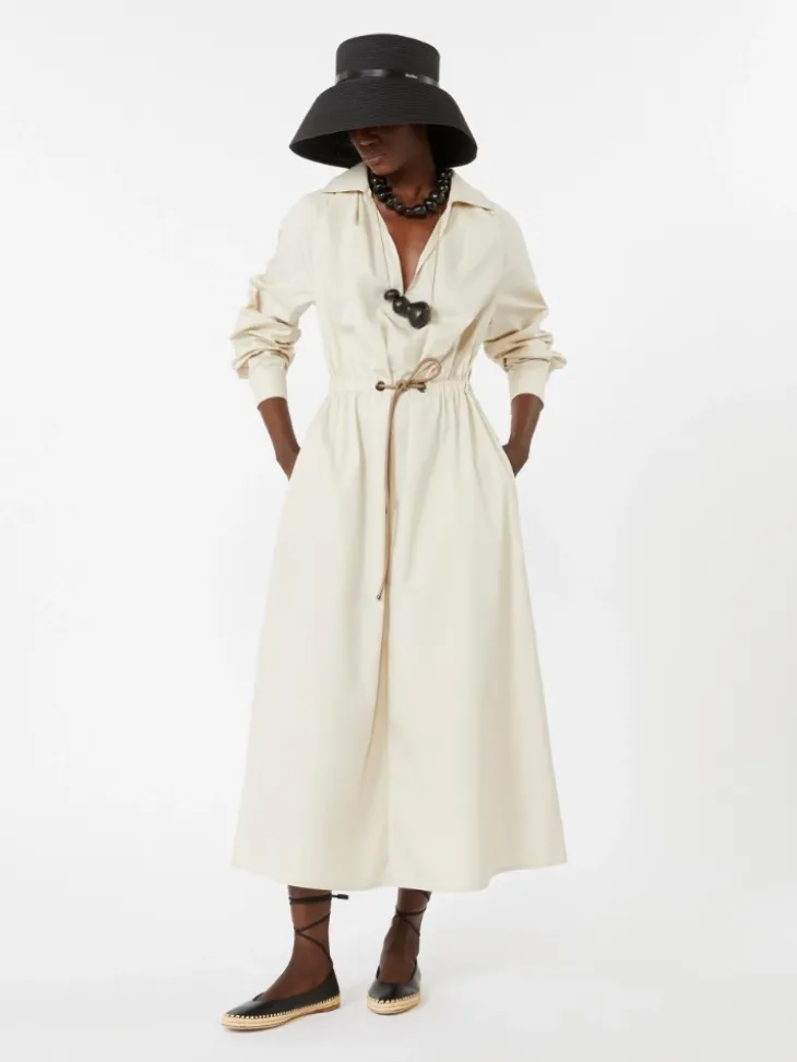 Cotton poplin dress - BEIGE