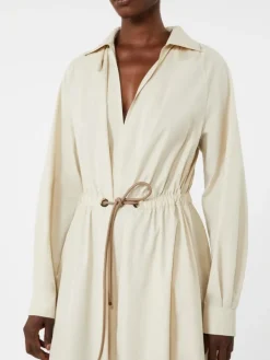 Cotton poplin dress - BEIGE